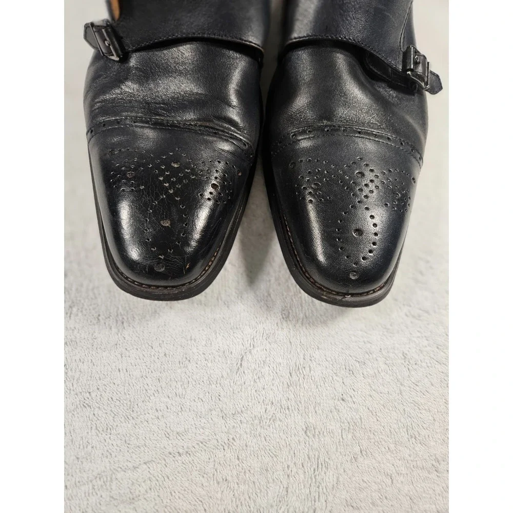 La Milano Memory Foam Genuine Leather Gino Navy Shoes 12M Double Monk Strap